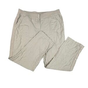 J.Jill Wearever Pants Women's Size 12 Linen Blend Elastic Waist Textured Beige